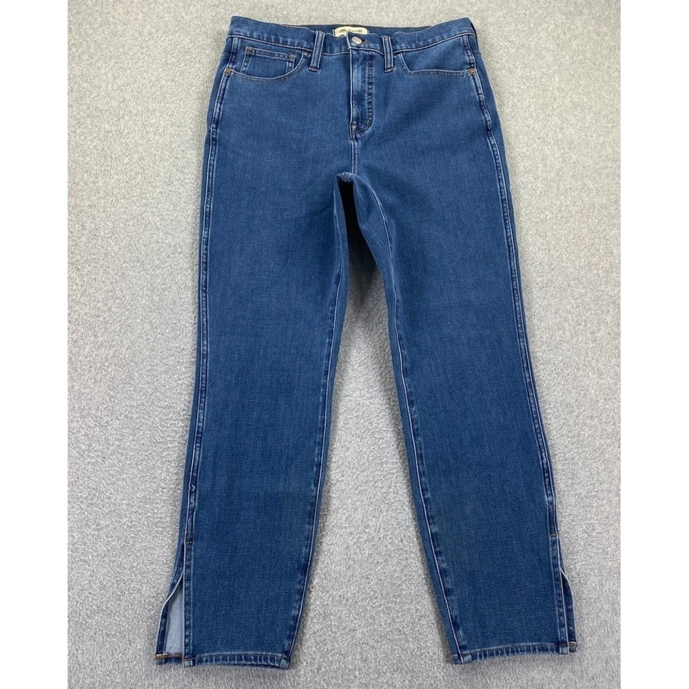 Madewell 11" Roadtripper Jeans‎ Women's 30 Blue Skinny High Rise Stretch Slit